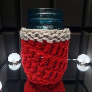 Handmade Knit Mason Jar or can Koozie cozie